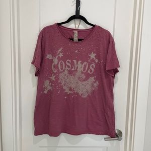 MAGNOLIA PEARL Cosmos New Boyfriend Cut S/S Tee Merlot OSFM